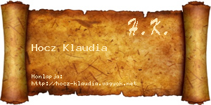 Hocz Klaudia névjegykártya
